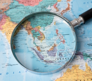 Map and magnifying glass